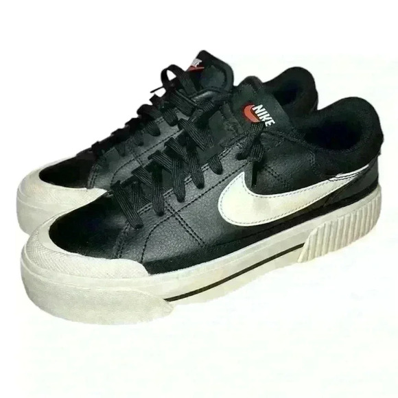 Nike Court Legacy Leather Lift Womens Platform Trainers DM7590 001 US Size 7.5 - Picture 4 of 13